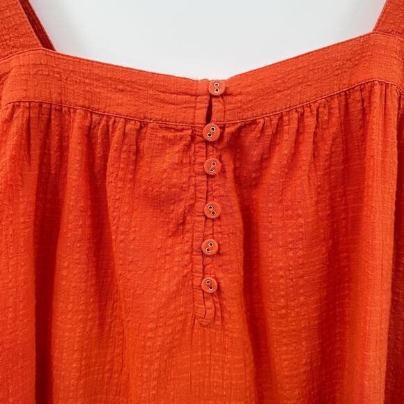 Madewell Square Neck Short Sleeve Popover Top in Roasted Squash Orange Size 1X - Picture 6 of 8